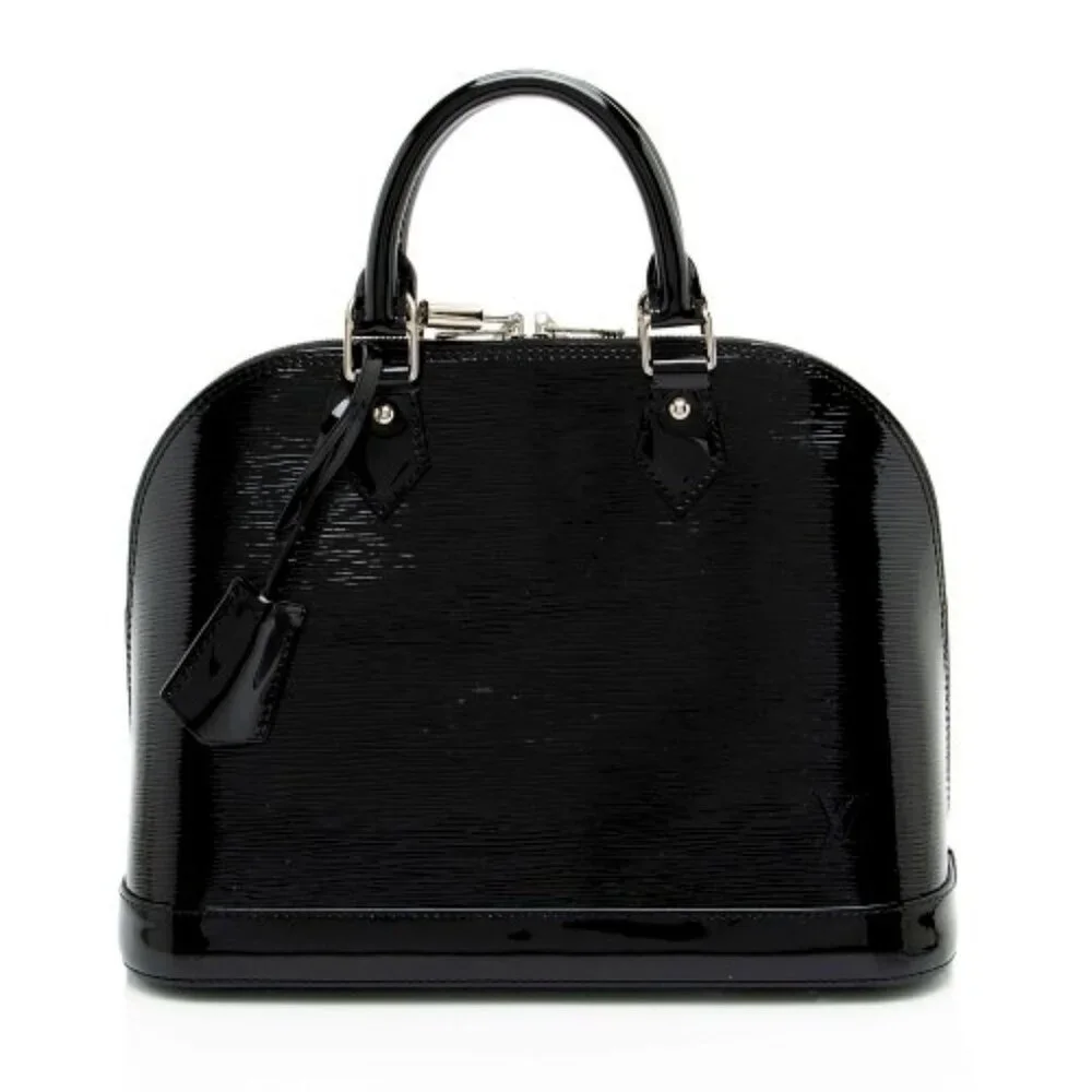 authentic $2850 Louis Vuitton Epi Electric Alma PM Satchel black patent leather